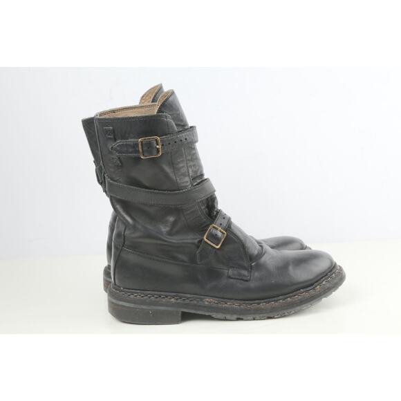 BURBERRY Woman's Boots Black Leather Blanchard Ankle Straps Moto Biker Size 36 - Picture 2 of 16